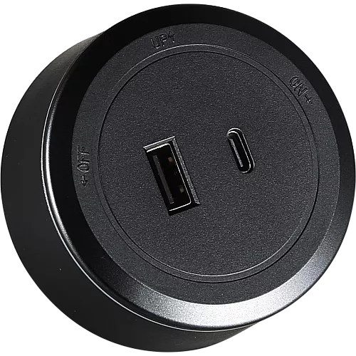 راس فيش مجرى دائري اسود USB مع TYPE-C توفل