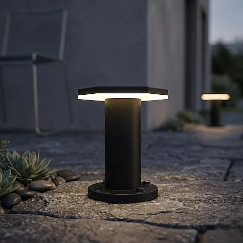 جداري بوابة خارجي عين 4 انارة امامية اسود + اصفر LED