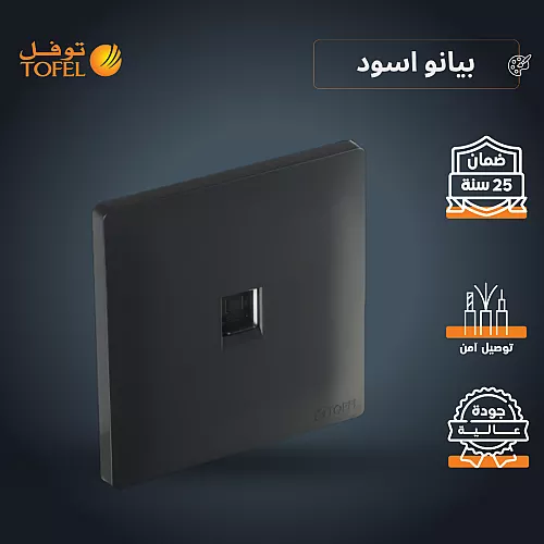 فيش منفذ كمبيوتر مع هاتف تلفون لون ابيض بيانو