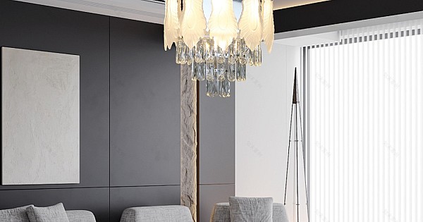 نجف مودرن فضي E14*5L قطر 40 سم