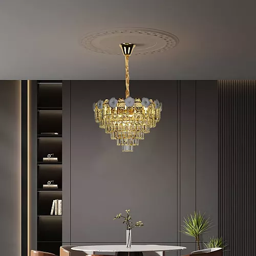 نجف كريستال ذهبي E14*9L قطر 600 ملم