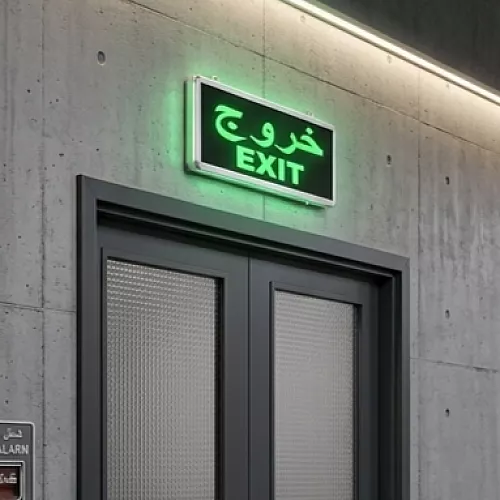 لوحة مخرج طوارئ ( خروج / EXIT ) مضيئة LED | اتجاهين (عربي/إنجليزي)