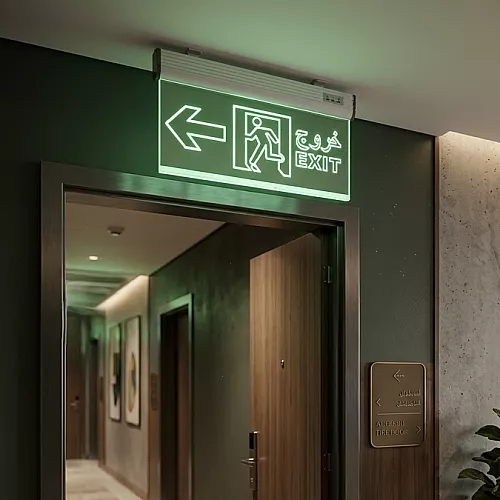 لوحة مخرج طوارئ ( خروج / EXIT ) مضيئة LED | اتجاهين (عربي/إنجليزي)