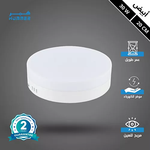 كشاف لطش ليد بنل اسود لون الانارة ابيض 20 سم 30 واط
