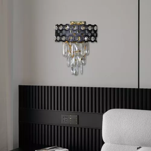 علاقي مودرن اسود + ذهبي E14*5 مقاس 400 ملم