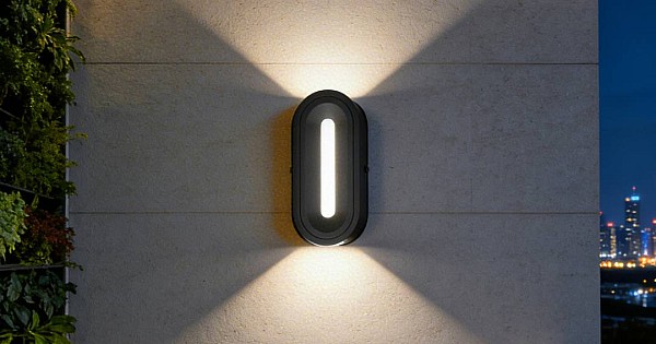 جداري بوابة خارجي عين 2 انارة امامية اسود + اصفر LED