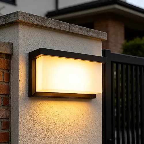 جداري بوابة خارجي عين 2 انارة امامية اسود + اصفر LED