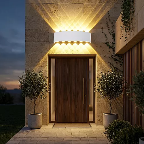 جداري بوابة خارجي ابيض لون الانارة اصفر مجوز 4 عين LED المينيوم