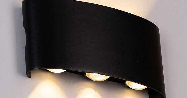 جداري بوابة خارجي اسود لون الانارة اصفر ثلاثي 6 عين LED بلاستيك
