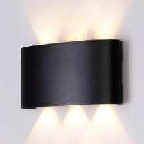 جداري بوابة خارجي اسود لون الانارة اصفر ثلاثي 6 عين LED بلاستيك