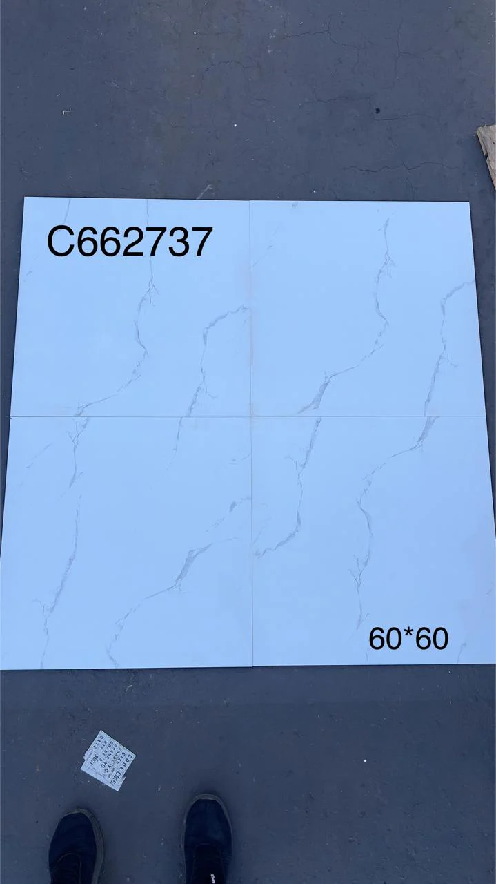 662737 | سيراميك لامع بمظهر رخامي أبيض بعروق 60×60 سعودي