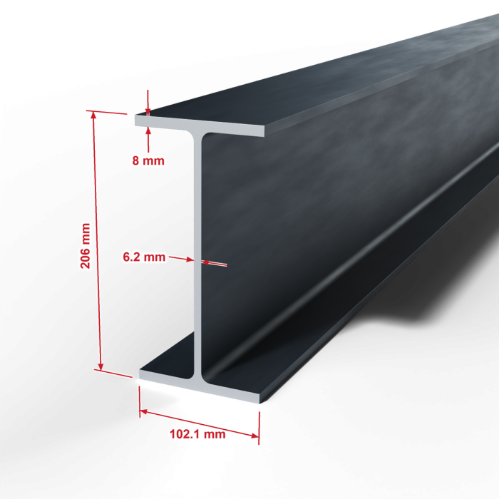 جسور واسعة الجناح W-Beams ASTM A572 Gr.50 مقاس 206-102.1-12000