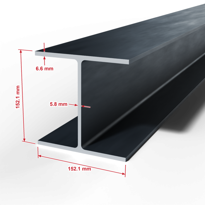 كمرة واسعة الجناح W-Beams ASTM A992 مقاس 152.1×152.1 مم طول 12000 مم
