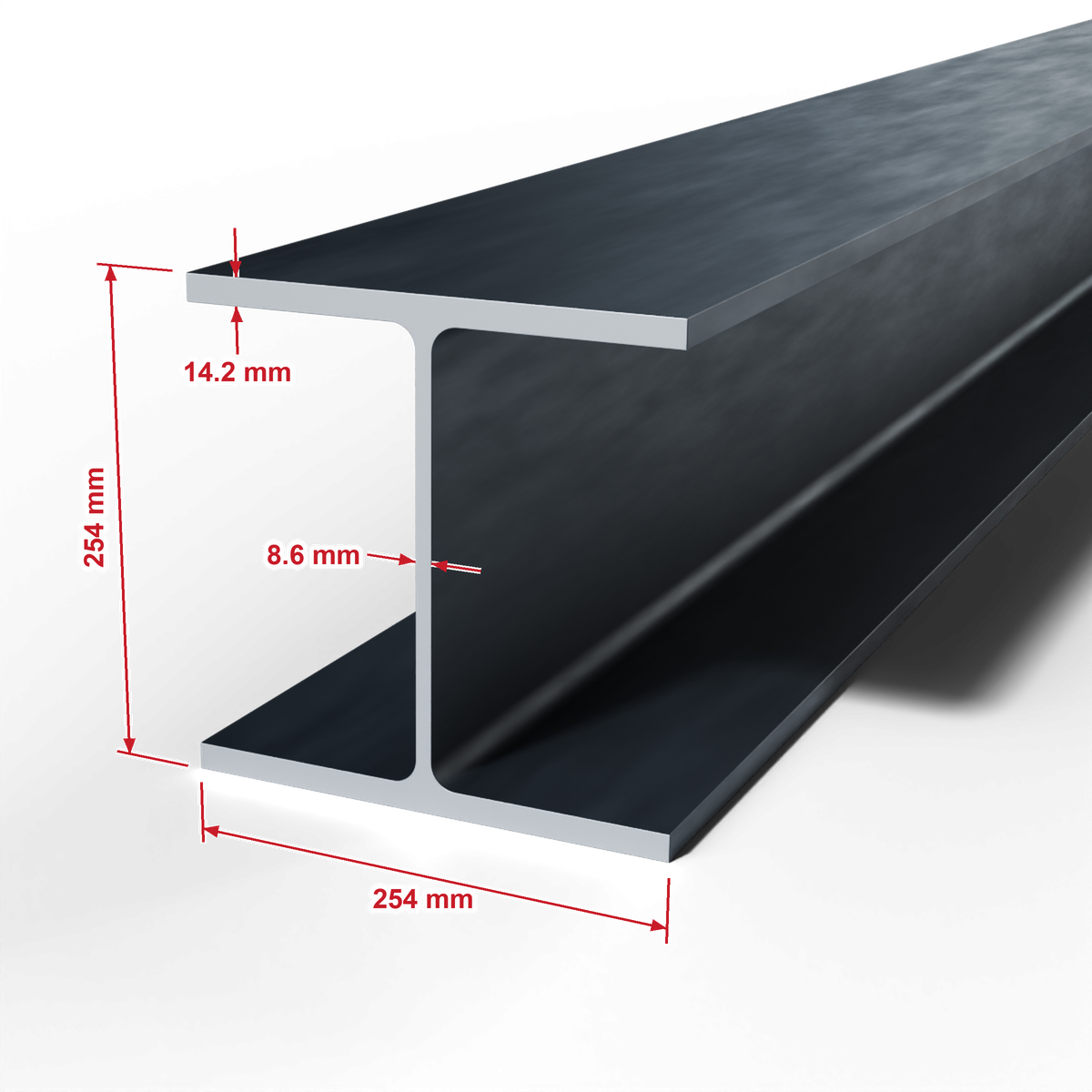 جسور حديدية واسعة الحواف ASTM A992 مقاس 254×254×12000 مم