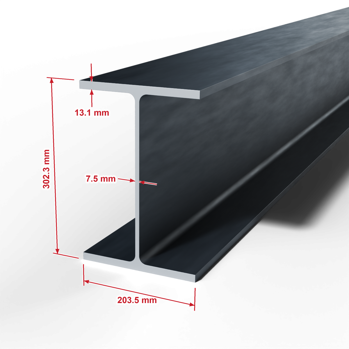 جسور واسعة الجناح W-Beams ASTM A992 مقاس 302.3 × 203.5 مم طول 12000 مم