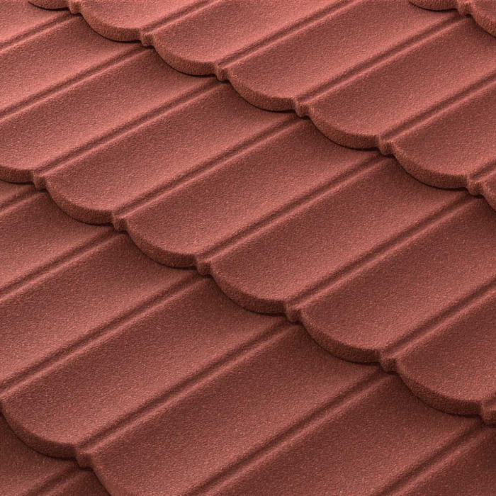 قرميد معدني للأسقف (السطح: Rio - اللون: Red StoneChip)