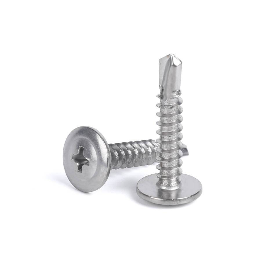 برغي ذاتي الثقب مطلي زنك مع فلكة - 1/2" X 8 - فضي