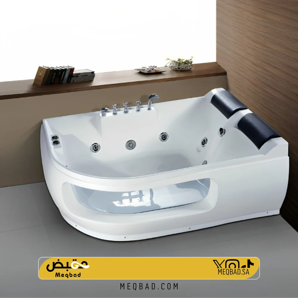 جاكوزي شخصين فاخر بواجهة زجاجية تصميم عصري - 170×120 سم