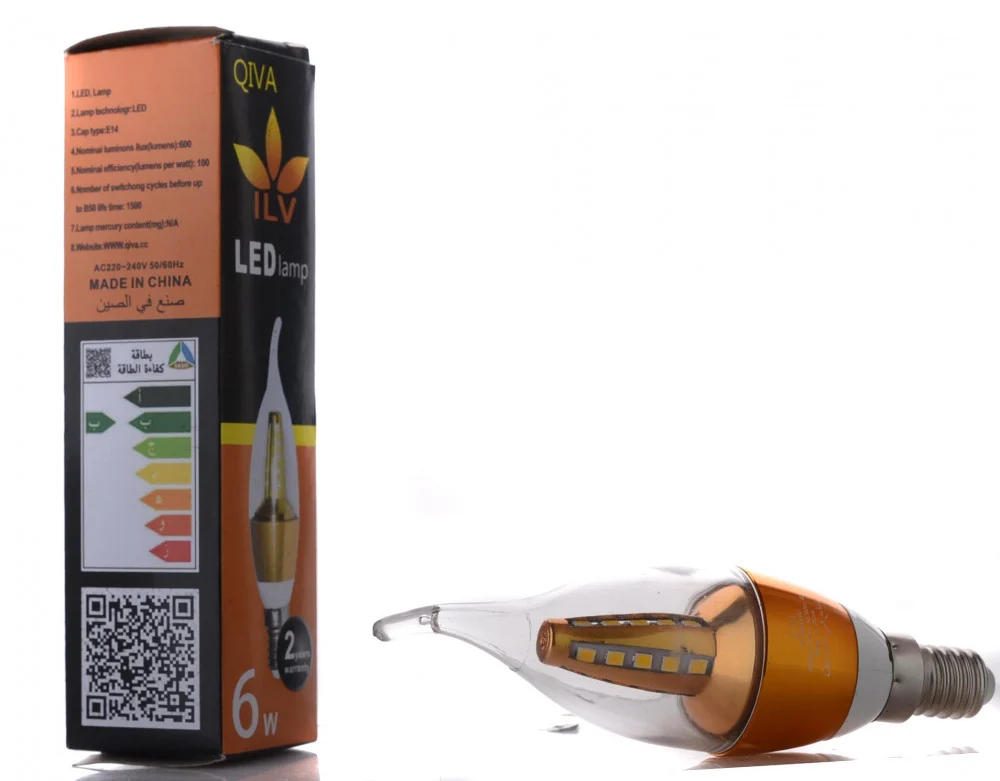 لمبة لد بلح 6 وات اصفر شمعة QIVA