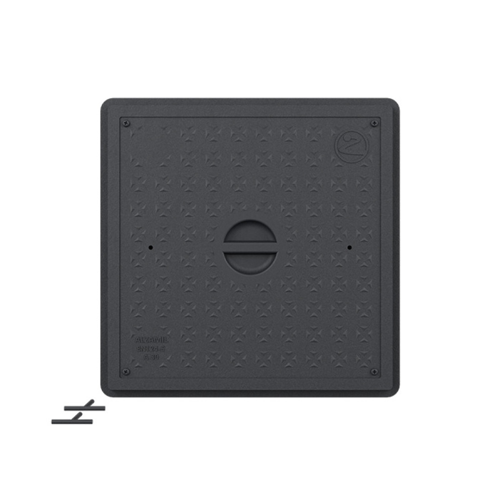 غطاء فتحة أرضية متين مقاس داخلي 50×50 سم- اطار 60x60  – حمولة 3 طن (SMC)