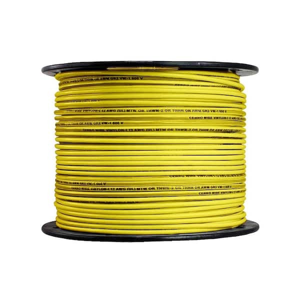 سلك نحاس من مسك - 450/750 فولت - طول اللفه 500 قدم - AWG/THNN AWG12/PVC - اصفر