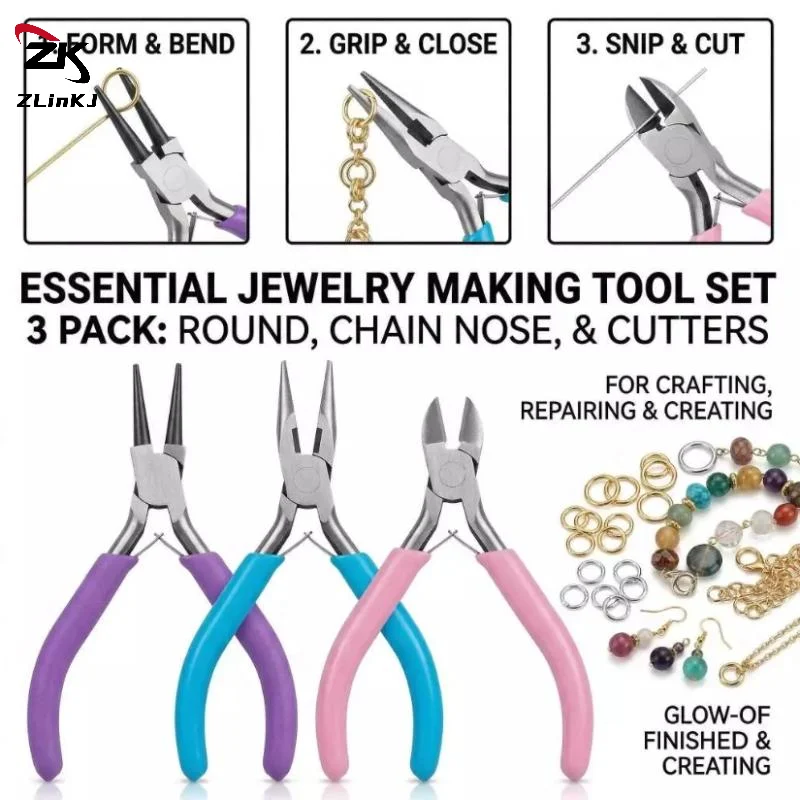 طقم كماشة لصناعة المجوهرات والأساور DIY وأدوات إصلاح يدوية