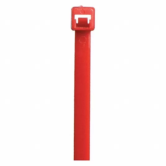 Power First Cable Tie, 8 inch Nominal Length, 1 15/16 inch Nominal Max. Bundle Dia., 0.14 inch Width, Red, 100 Packet 36J221