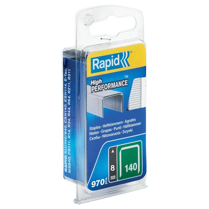 Rapid Staple Gun Staples (flatwire), Leg Length 8 mm, No.140, 970 Pieces, Galvanized 40109514