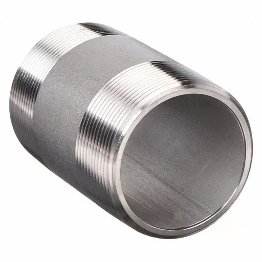 Grainger Approved Nipple: 1Inch, Male, NPT, 316 Stainless Steel, 2Inch L, Threaded on Both Ends 4TPR3
