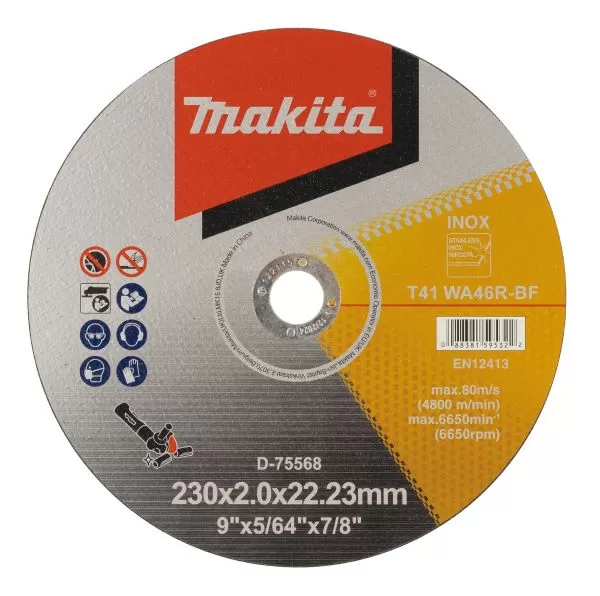 ماكيتا عجلات قطع رقيقة, 230 × 2.0 × 22 مم، الخشونة (WA46R) D-75568