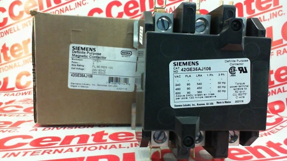 #06262A كونتاكتر كهرباء 42GE35AJ106 CONTACTOR 90-120 AMP 3 POLE 24V 50/60HZ SIEMENS