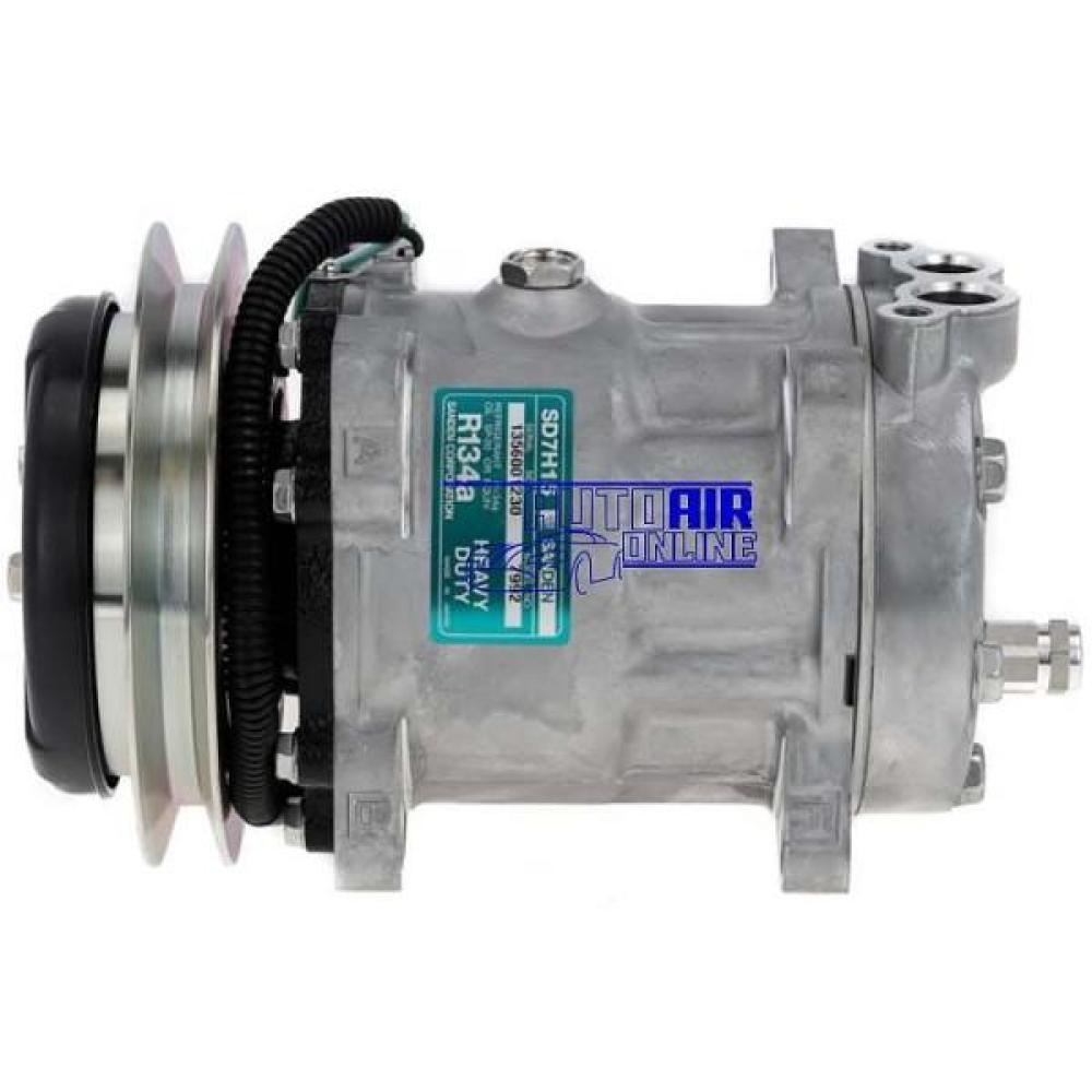 #12486JF كمبروسر مكيف كوماتسو ساندن 24فولت كبس راسي سير واحد COMPRESSOR SANDEN SD7H15-  24V 1B VER PAD EM KOMATSU