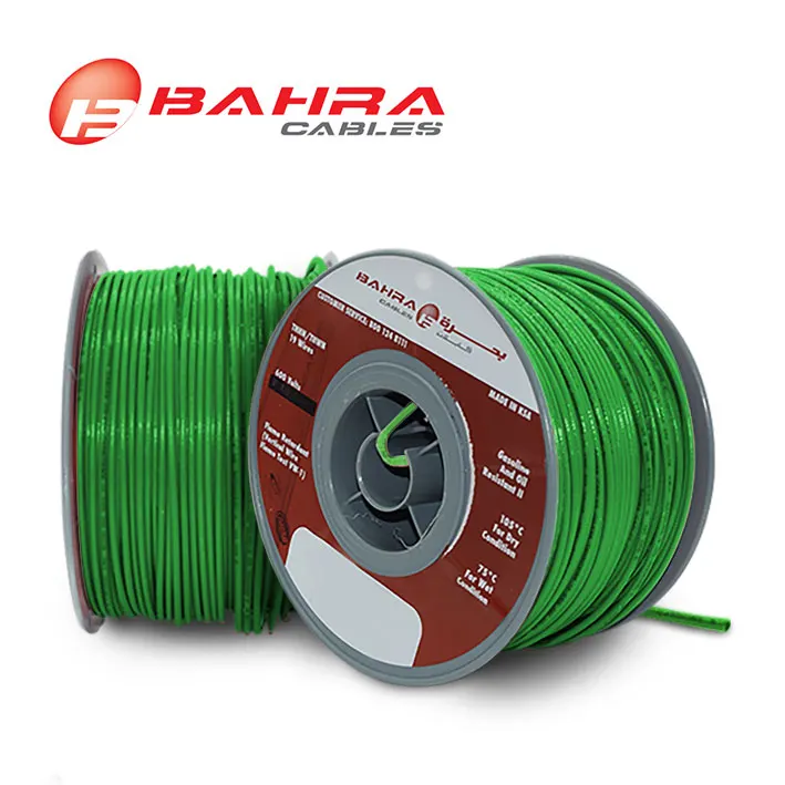 بحرة - سلك كهربائي نحاس - المواصفات الأمريكية - THHN - مقاس 10 AWG - أخضر - 600 فولت - 152.44 متر