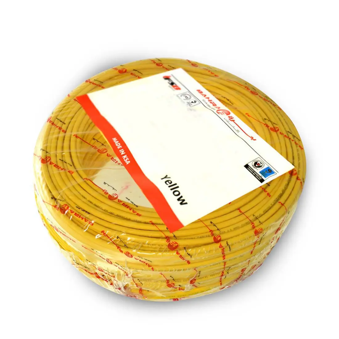 بحرة - سلك كهربائي نحاس - LS0H - المواصفات البريطانية - NYA - مقاس 16 مم - أصفر - 450/750 فولت - 91.44 متر