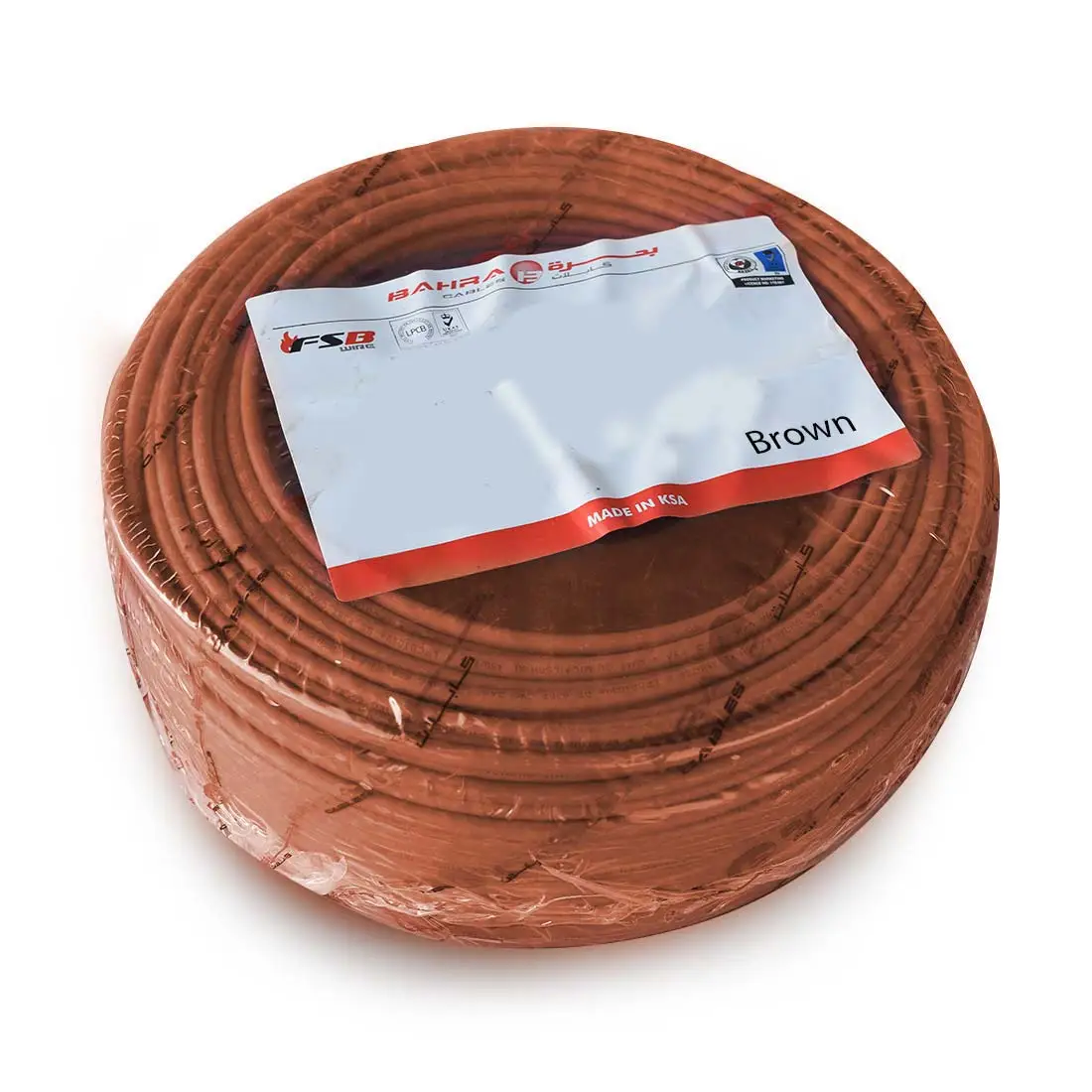 بحرة - سلك كهربائي نحاس - MICA LS0H - المواصفات البريطانية - NYA - مقاس 6 مم - بني - 450/750 فولت - 91.44 متر