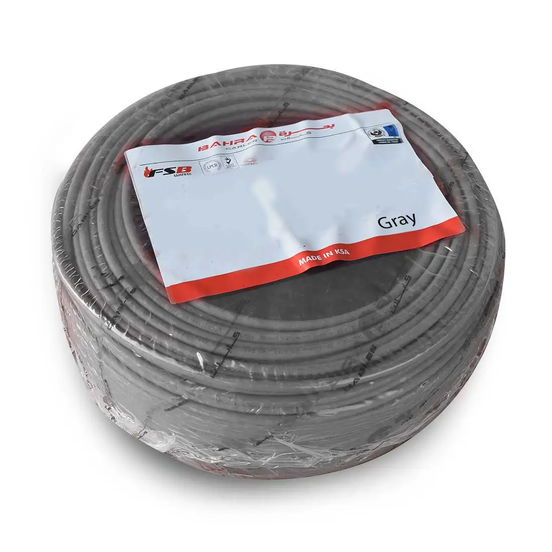 بحرة - سلك كهربائي نحاس - MICA LS0H - المواصفات البريطانية - NYA - مقاس 4 مم - رمادي - 450/750 فولت - 91.44 متر