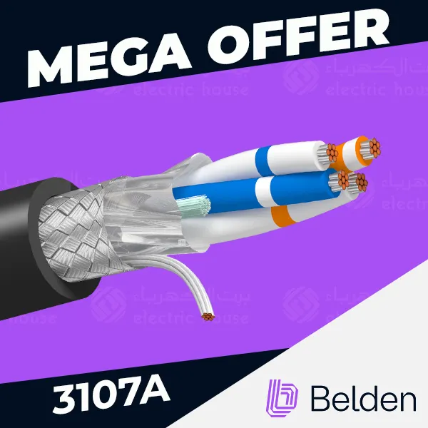 بلدن - كيبل تحكم - 4 خط - مقاس 22AWG - لون أسود - 305 متر/اللفة - RS-485, Stranded, Shielded