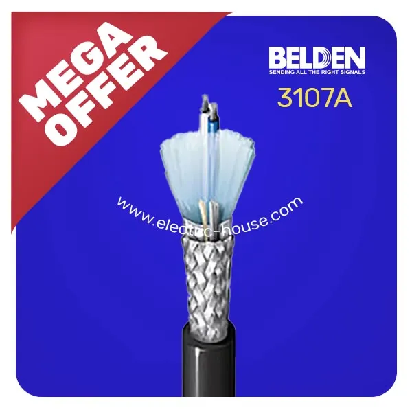 بلدن - كيبل تحكم - 4 خط - مقاس 22AWG - لون أسود - 305 متر/اللفة - RS-485, Stranded, Shielded