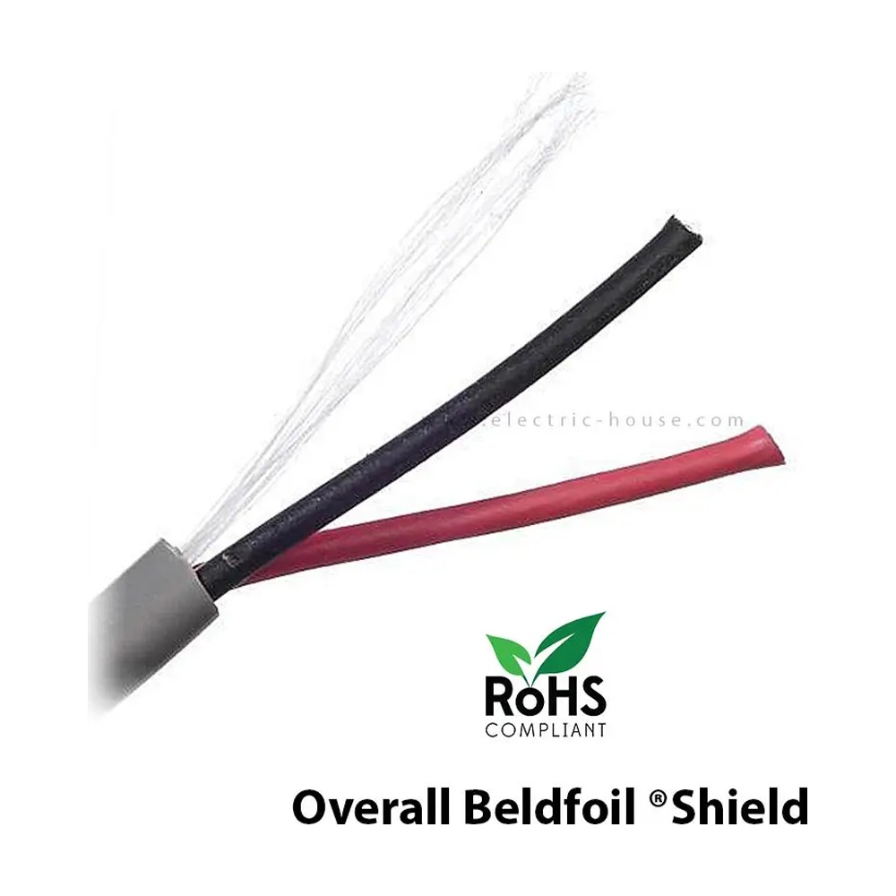 بلدن - كيبل تحكم - 2 خط - مقاس 18AWG - لون رمادي - 305 متر/اللفة - CU/PP/FR.PVC