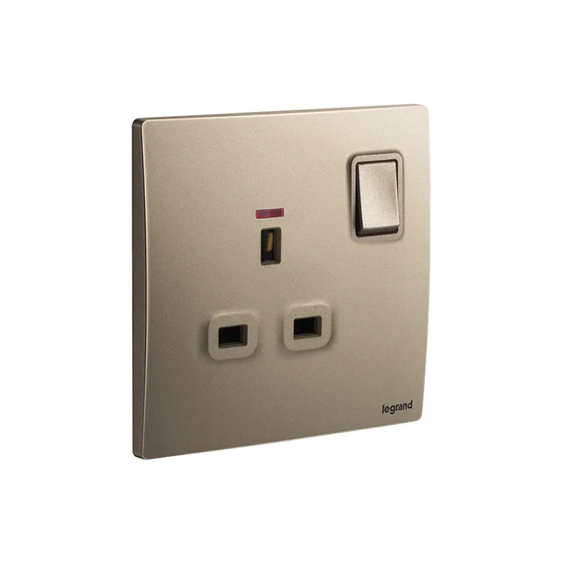ليجراند - مخرج مأخذ مزدوج القطب Mallia Senses، BS، مفرد، 13A، 250V، مع LED، Dark Bronze