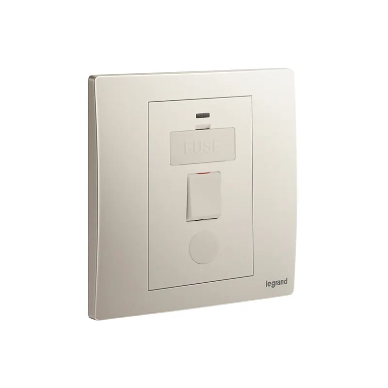 ليجراند - وحدة الاتصال المؤمنة Mallia Senses، مفرد، مفتاح، 13A 250V، مع مؤشر LED + منفذ سلك، Champagne
