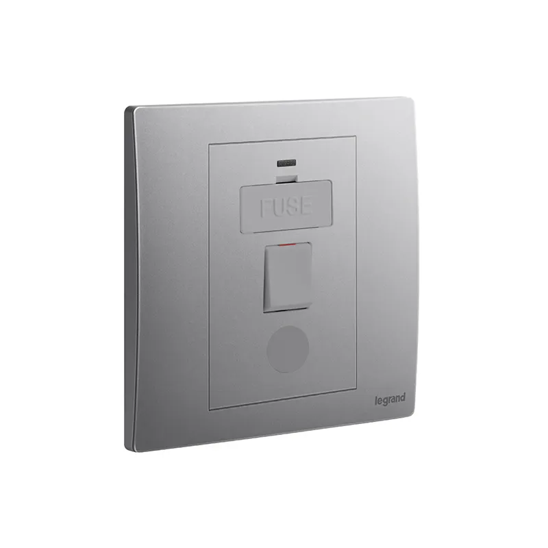 ليجراند - وحدة الاتصال المؤمنة Mallia Senses، مفرد، مفتاح، 13A 250V، مع مؤشر LED + منفذ سلك، Dark Silver