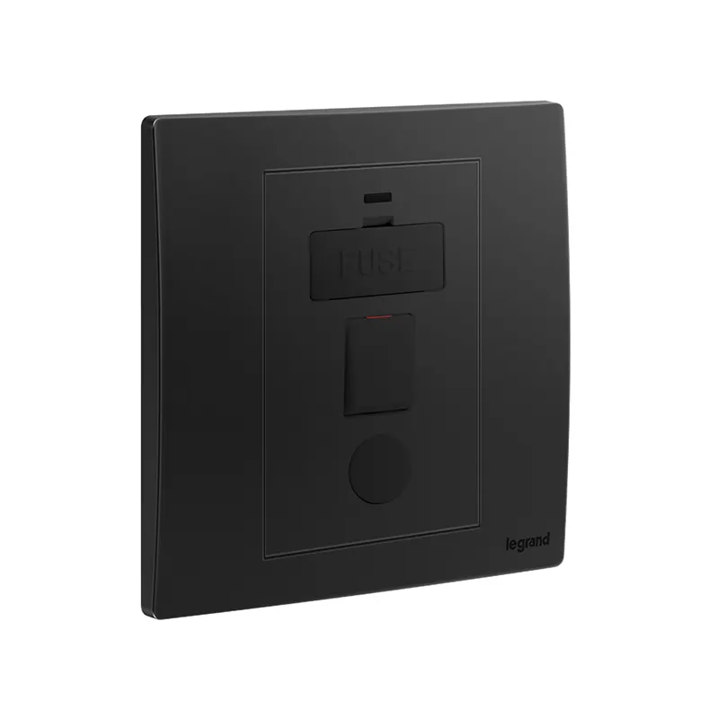 ليجراند - وحدة الاتصال المؤمنة Mallia Senses، مفرد، مفتاح، 13A 250V، مع مؤشر LED + منفذ سلك، Matt Black