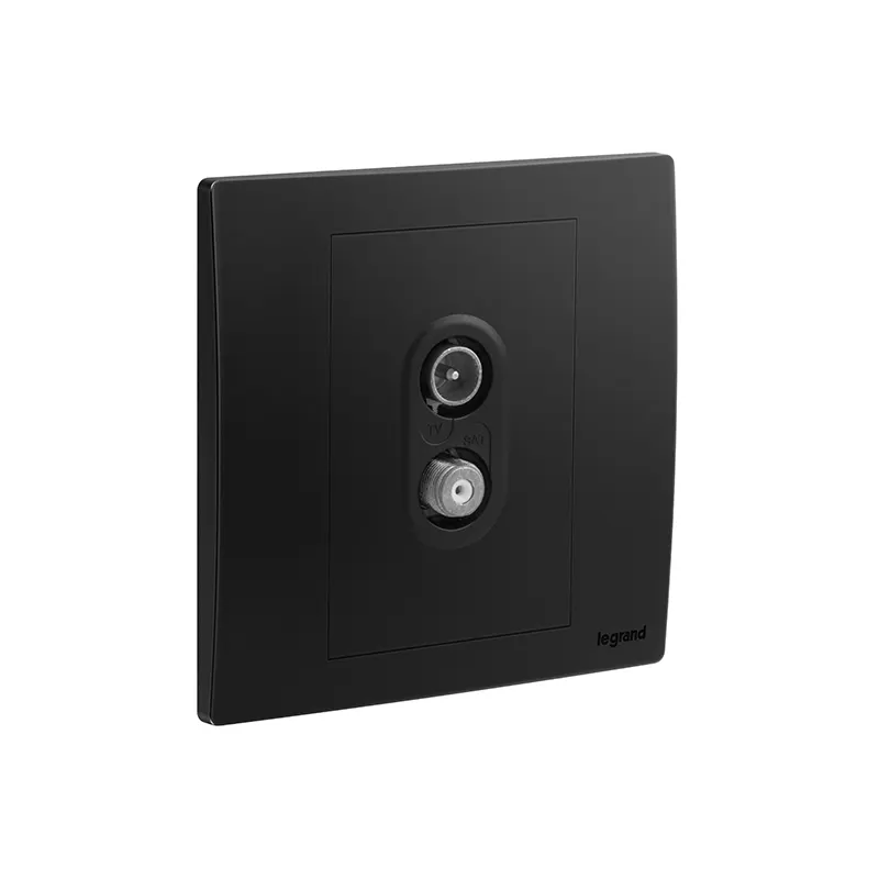 ليجراند - مقبس تلفزيون TV-SAT ماليا سينس، خانة واحدة، أسود مطفي