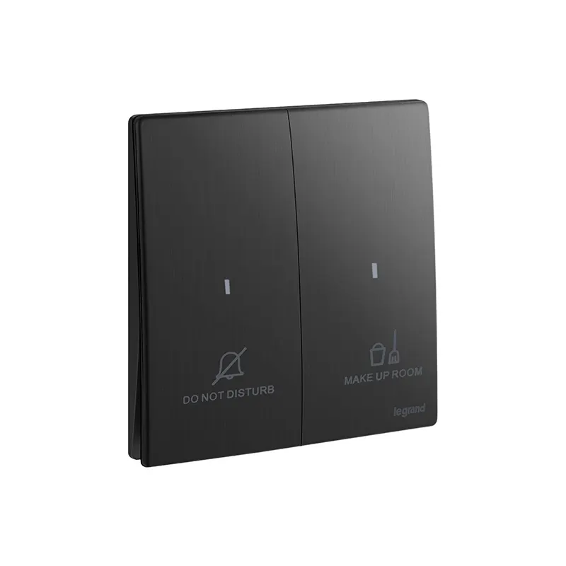 ليجراند - زر التحكم الداخلي في الغرفة Mallia Senses، DND/MUR، 250V + 12V DC LED، Brushed Black