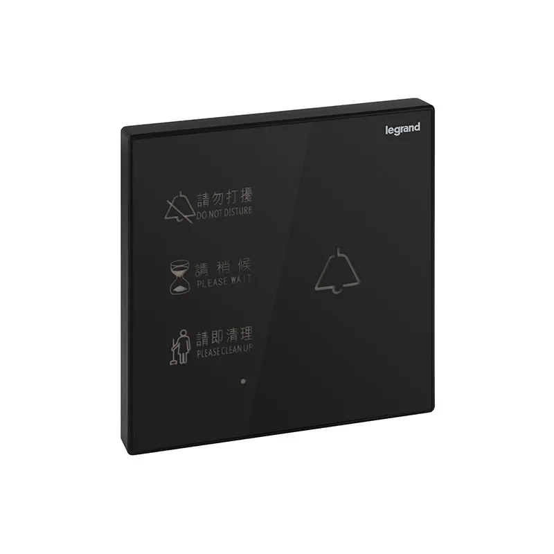 ليجراند - لوحة لمسة Galion، زر جرس + علامة DND/CUR، مفرد، 3A، 230V، Black