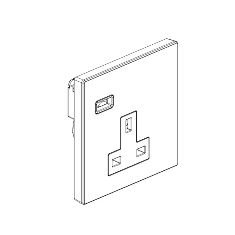 ليجراند - مقبس فردي Galion، BS، مفرد، غير مزود بالطاقة، 13A، 250V، مع شاحن USB-C 18W، White