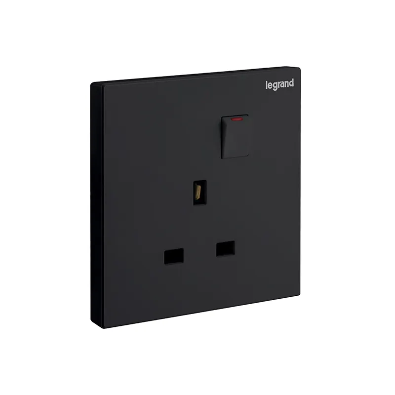 ليجراند - مقبس مزدوج Galion، BS، 1 موديول، مفتاح، 13A، 250V، Matt Black