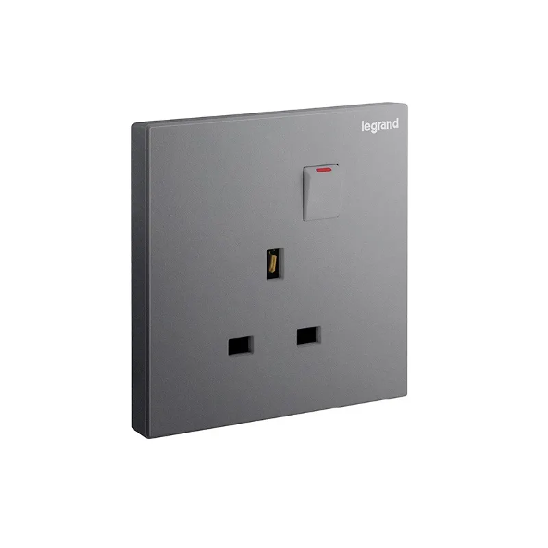 ليجراند - مقبس مزدوج Galion، BS، 1 موديول، مفتاح، 13A، 250V، Dark Silver