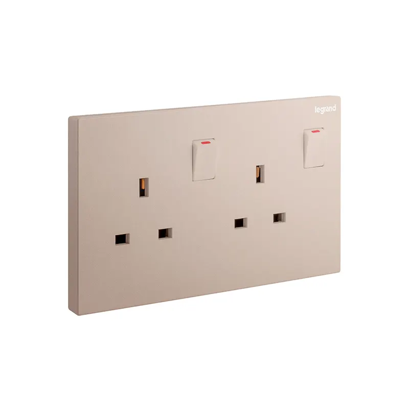 ليجراند - مقبس مزدوج Galion، BS، 2 موديول، مفتاح، 13A، 250V، Rose Gold